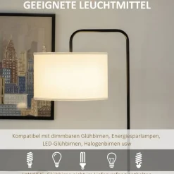 HOMCOM Stehleuchte weiß Stahl Polyester B/H/L: ca. 38x163,5x64 cm E27 1 Brennstellen