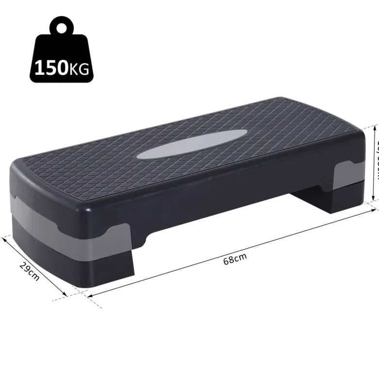 HOMCOM Steppbrett grauschwarz Kunststoff B/H/L: ca. 68x15x29 cm