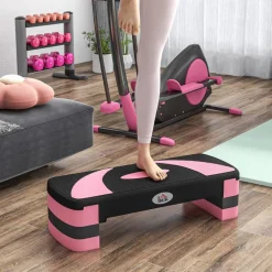 HOMCOM Steppbrett rosa Kunststoff B/H/L: ca. 31x20x80 cm
