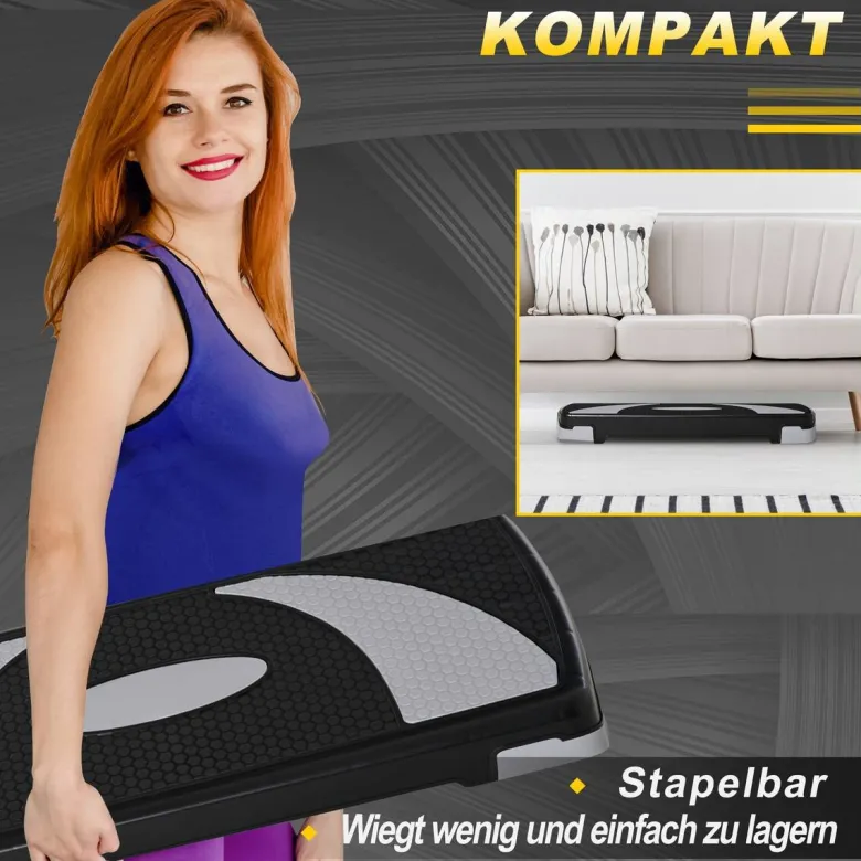 HOMCOM Steppbrett schwarz Kunststoff B/H/L: ca. 31x20x80 cm
