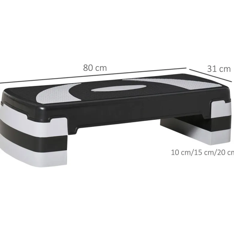 HOMCOM Steppbrett schwarz Kunststoff B/H/L: ca. 31x20x80 cm
