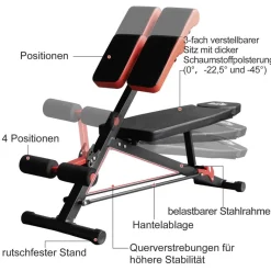 HOMCOM Trainingsbank schwarz Edelstahl B/H/T: ca. 64x85x146 cm