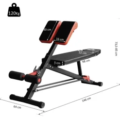HOMCOM Trainingsbank schwarz Edelstahl B/H/T: ca. 64x85x146 cm