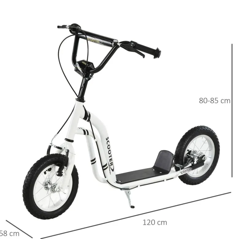HOMCOM Tretroller weiß B/H/L: ca. 58x85x120 cm