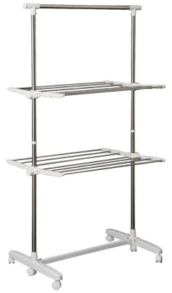 HOMCOM Turmwäscheständer silber Edelstahl H/T/L: ca. 154x62x136 cm