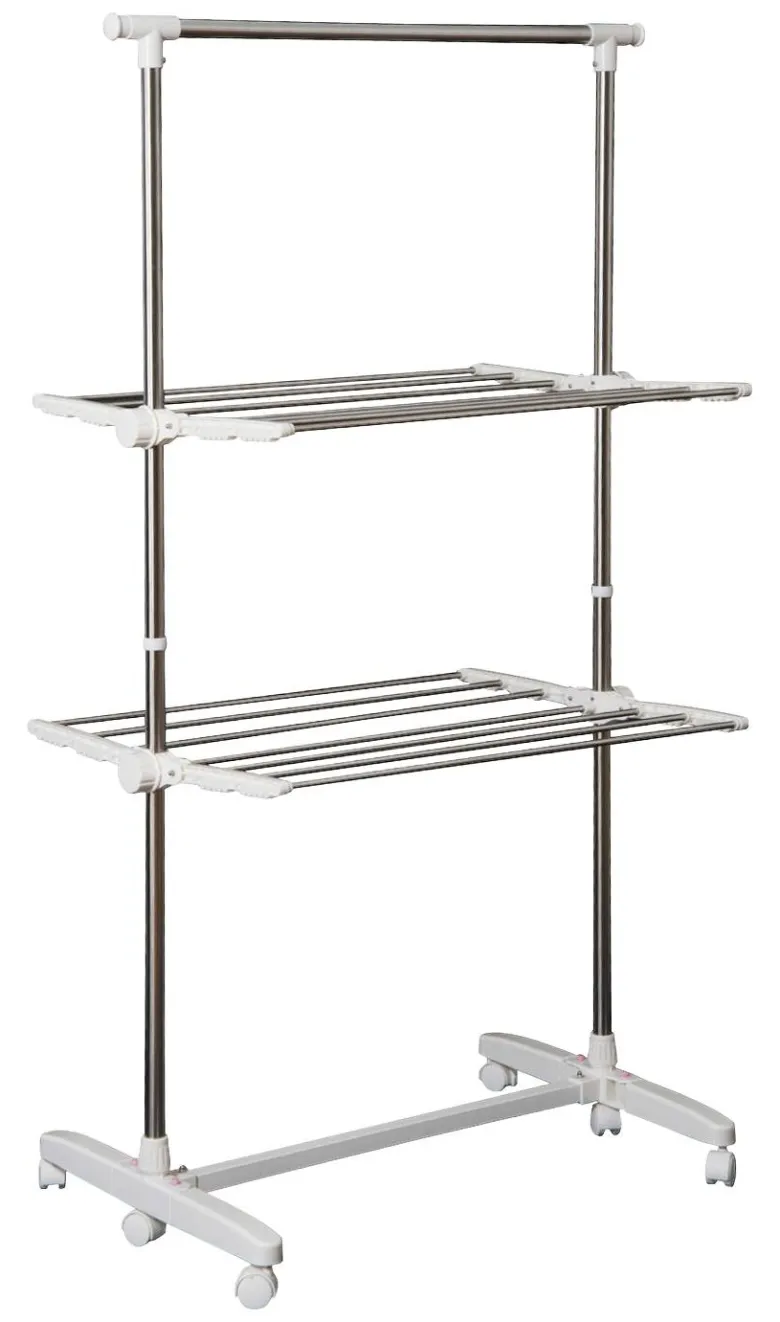 HOMCOM Turmwäscheständer silber Edelstahl H/T/L: ca. 154x62x136 cm