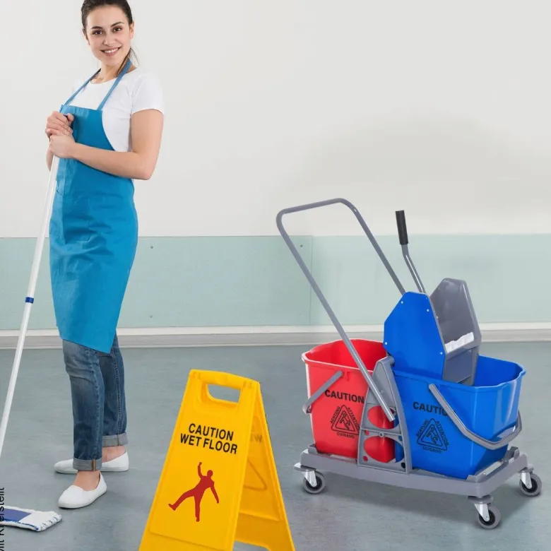 HOMCOM Wischwagen blau Metall B/H/T: ca. 45x92x45 cm