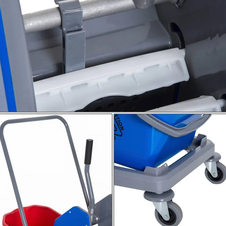 HOMCOM Wischwagen blau Metall B/H/T: ca. 45x92x45 cm