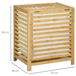 HOMCOM Wäschekorb natur Edelstahl B/H/L: ca. 36x60x50 cm