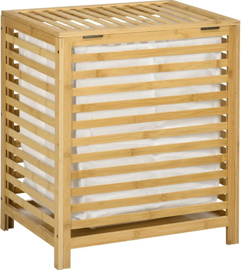 HOMCOM Wäschekorb natur Edelstahl B/H/L: ca. 36x60x50 cm
