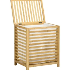 HOMCOM Wäschekorb natur Edelstahl B/H/L: ca. 36x60x50 cm