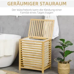 HOMCOM Wäschekorb natur Edelstahl B/H/L: ca. 36x60x50 cm