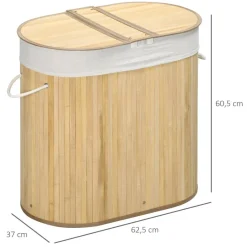 HOMCOM Wäschekorb natur Polypropylen B/H/L: ca. 37x62,5x60,5 cm