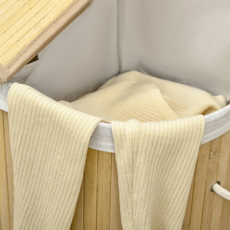 HOMCOM Wäschekorb natur Polypropylen B/H/L: ca. 37x62,5x60,5 cm