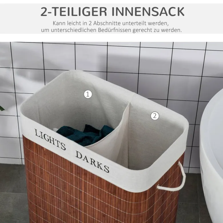 HOMCOM Wäschekorb weiß B/H/L: ca. 32x52x63 cm