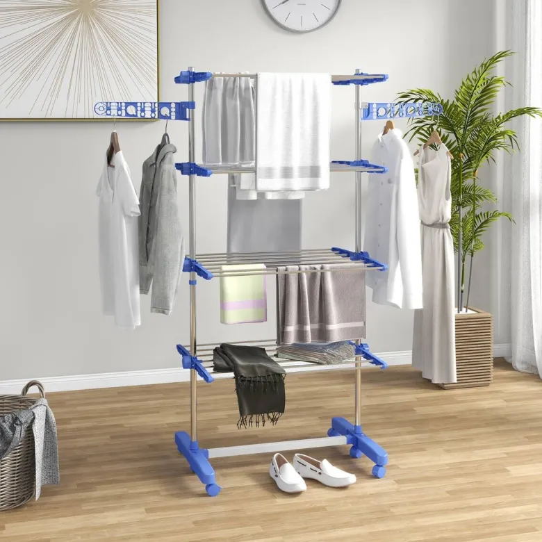 HOMCOM Wäscheständer blau Polypropylen B/H/L: ca. 55x142x172 cm
