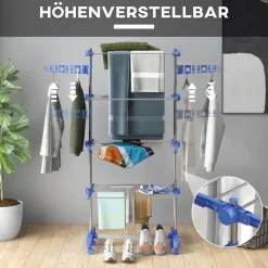 HOMCOM Wäscheständer blau Polypropylen B/H/L: ca. 55x142x172 cm