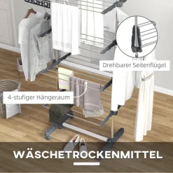HOMCOM Wäscheständer grau Edelstahl B/H/L: ca. 55x142x172 cm