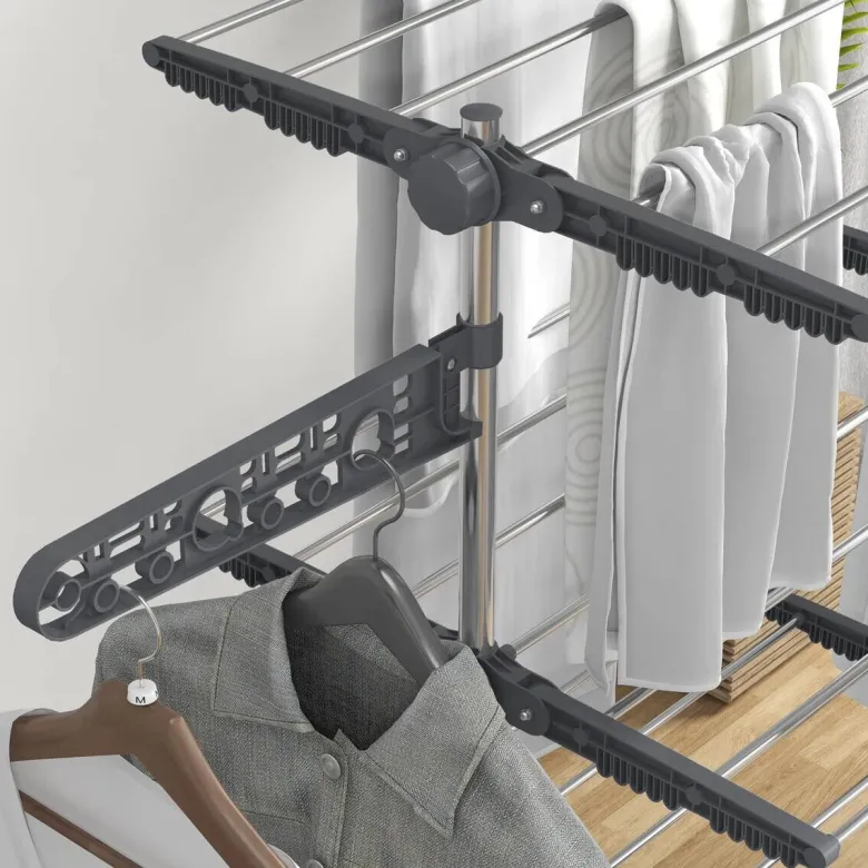 HOMCOM Wäscheständer grau Edelstahl B/H/L: ca. 55x142x172 cm