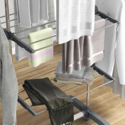 HOMCOM Wäscheständer grau Edelstahl B/H/L: ca. 55x142x152 cm