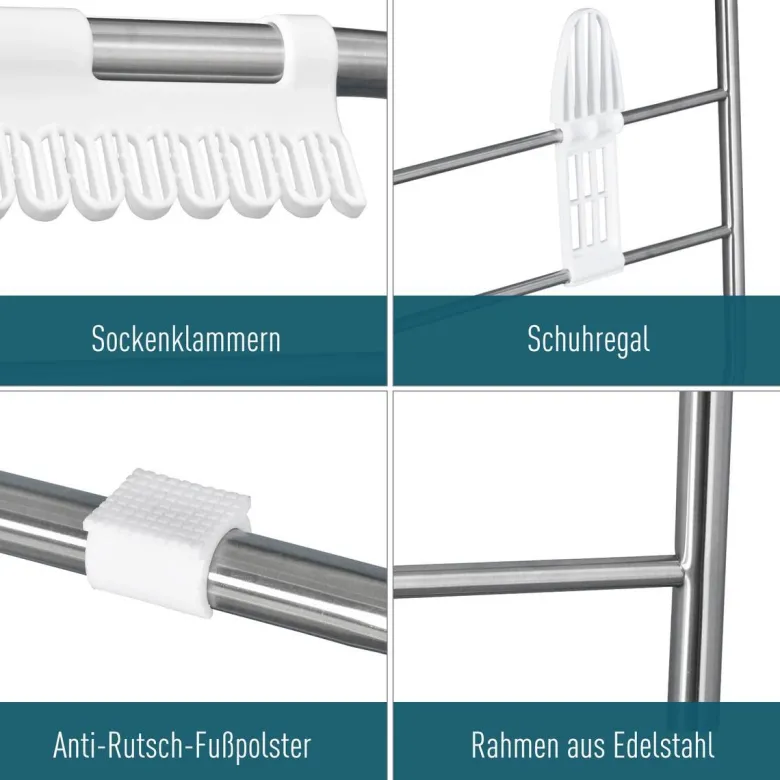 HOMCOM Wäscheständer silber Edelstahl