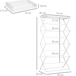 HOMCOM Wäscheständer weiß Kunststoff B/H/L: ca. 35x74x144 cm