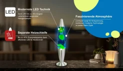 HWH LED-Lavalampe blau gelb Glas Aluminium H/D: ca. 34x62 cm