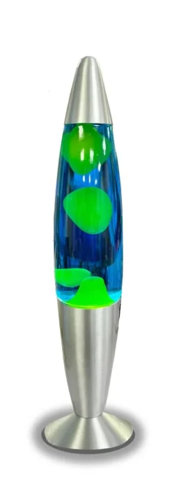 HWH LED-Lavalampe blau gelb Glas Aluminium H/D: ca. 34x62 cm