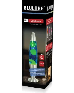 HWH LED-Lavalampe blau gelb Glas Aluminium H/D: ca. 34x62 cm