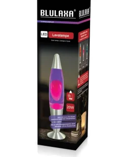 HWH LED-Lavalampe lila pink Aluminium Glas H/D: ca. 34x62 cm