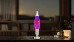 HWH LED-Lavalampe lila pink Aluminium Glas H/D: ca. 34x62 cm