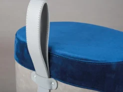 Inter Link Hocker Osane blau MDF Samtoptik B/H/T: ca. 38x43x33 cm
