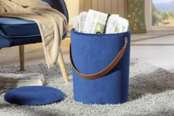 Inter Link Hocker Papua blau MDF Samtoptik B/H/T: ca. 35x45x35 cm