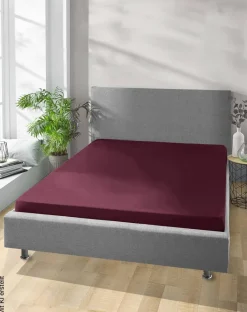 Jersey Spannbetttuch aubergine Baumwolle B/H/L: ca. 180x28x200 cm