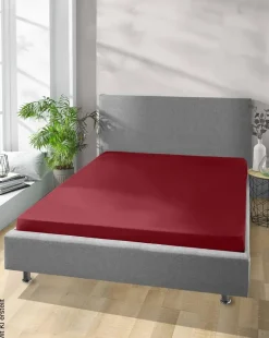 Jersey Spannbetttuch bordeaux Baumwolle B/H/L: ca. 150x28x200 cm