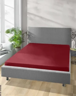 Jersey Spannbetttuch bordeaux Baumwolle B/H/L: ca. 100x28x200 cm