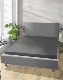 Jersey Spannbetttuch Graphit Baumwolle B/H/L: ca. 150x28x200 cm