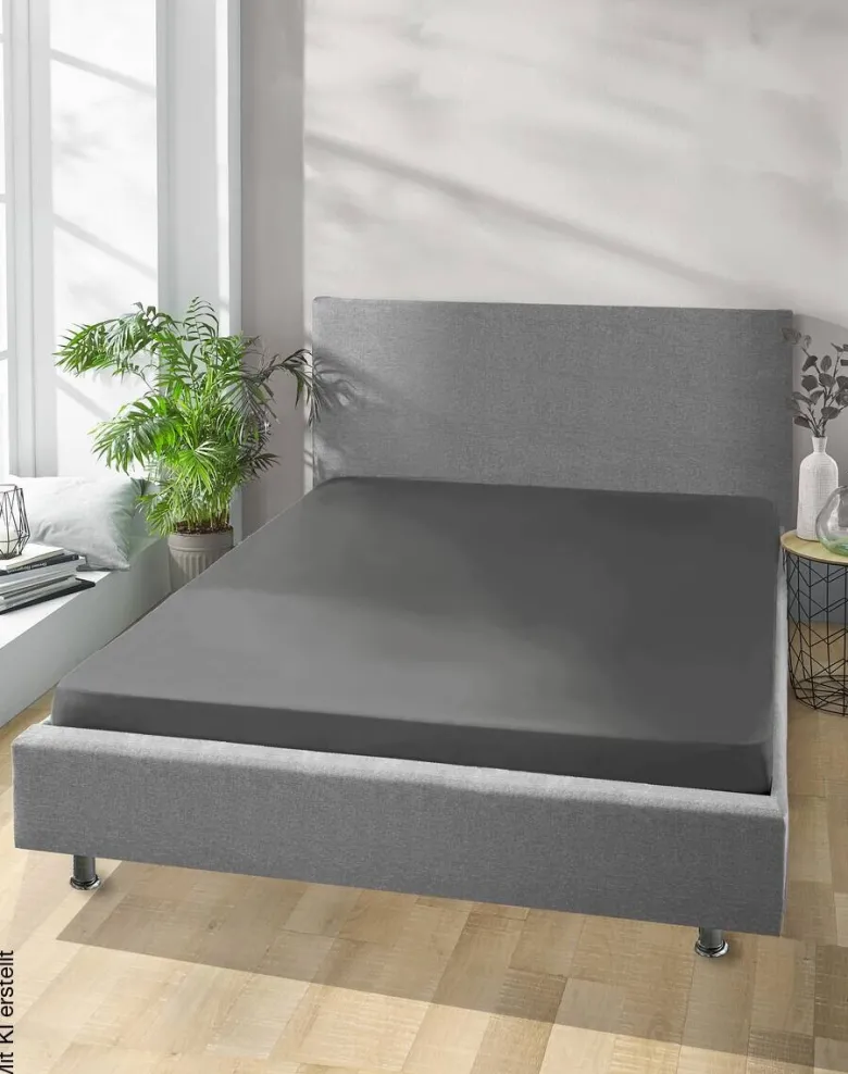 Jersey Spannbetttuch Graphit Baumwolle B/H/L: ca. 150x28x200 cm