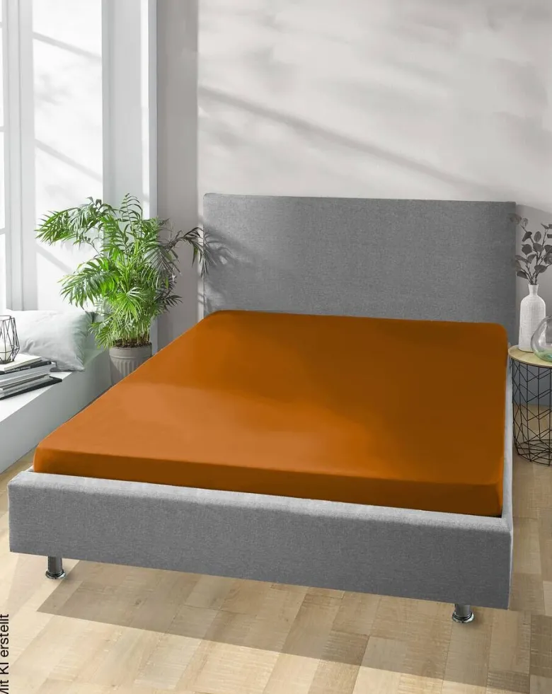 Jersey Spannbetttuch rost Baumwolle B/H/L: ca. 150x28x200 cm