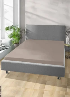 Jersey Spannbetttuch taupe Baumwolle B/H/L: ca. 180x28x200 cm