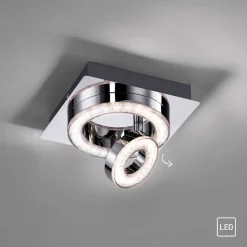 Just Light LED-Deckenleuchte 2-flg. Tim Chrom Metall Acryl B/H/L: ca. 17x13x17 cm 1 Brennstellen