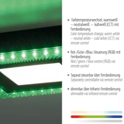 Just Light LED-Deckenleuchte 14510-18 schwarz Kunststoff B/H/L: ca. 20x5x20 cm
