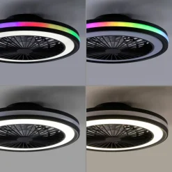 Just Light LED-Deckenventilator Brandon schwarz B/H/L: ca. 45,5x14x45,5 cm max. 36 W