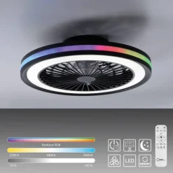 Just Light LED-Deckenventilator Brandon schwarz B/H/L: ca. 45,5x14x45,5 cm max. 36 W