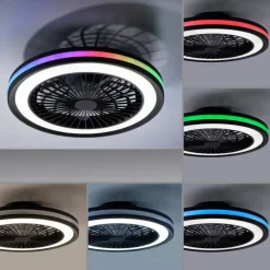 Just Light LED-Deckenventilator Brandon schwarz B/H/L: ca. 45,5x14x45,5 cm max. 36 W