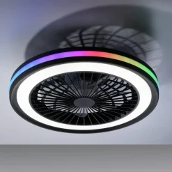Just Light LED-Deckenventilator Brandon schwarz B/H/L: ca. 45,5x14x45,5 cm max. 36 W