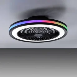 Just Light LED-Deckenventilator Brandon schwarz B/H/L: ca. 45,5x14x45,5 cm max. 36 W