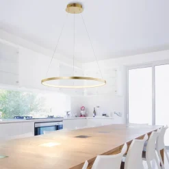 Just Light LED-Pendelleuchte CIRCLE 11524-12 weiß gold Kunststoff Metall H/D: ca. 120x60 cm 1 Brennstellen
