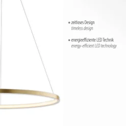 Just Light LED-Pendelleuchte CIRCLE 11524-12 weiß gold Kunststoff Metall H/D: ca. 120x60 cm 1 Brennstellen