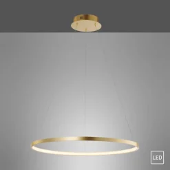 Just Light LED-Pendelleuchte CIRCLE 11524-12 weiß gold Kunststoff Metall H/D: ca. 120x60 cm 1 Brennstellen